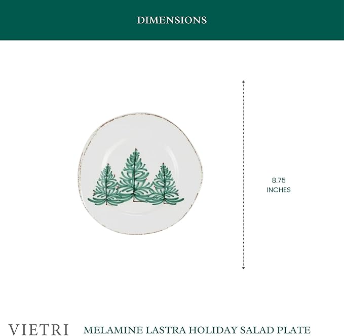 Vietri Melamine Lastra Holiday Unbreakable Salad Plate, 8.75" D Dessert Appetizer & Sandwich Dish