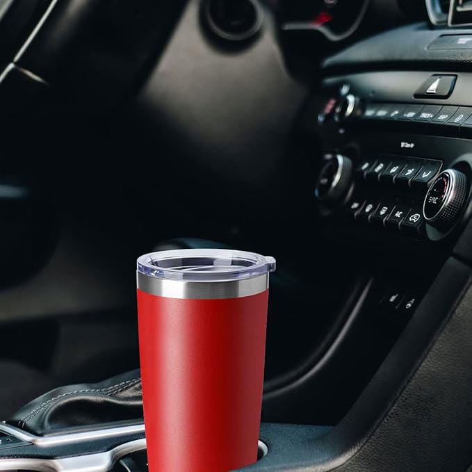HASLE OUTFITTERS 20oz Tumblers Stainless Steel Mugs with Lid Double Wall Vacuum Insulated Coffee Cups for Cold & Hot Drinks (20oz-Red, 1 Pack)