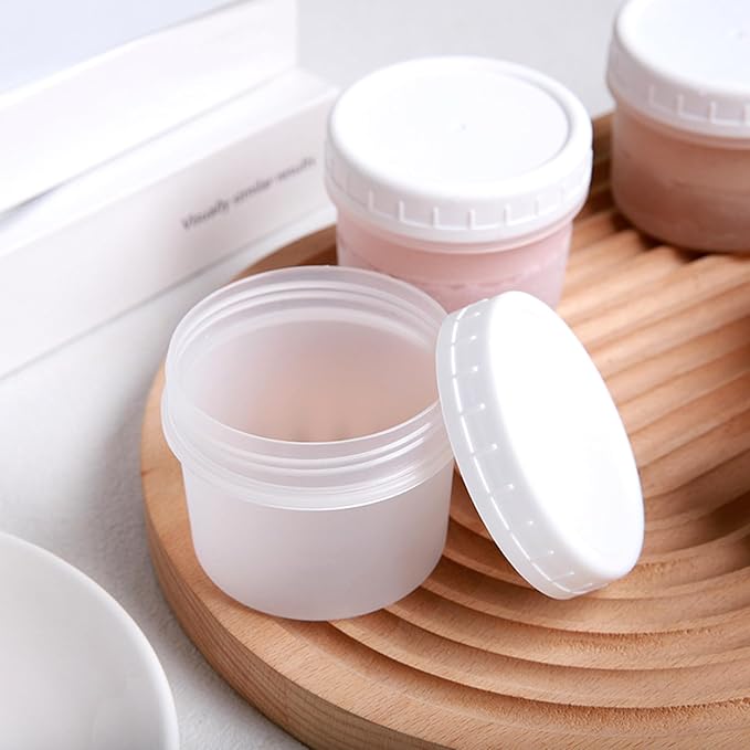 TUZAZO 5 Oz Food Storage Containers with Screw Lids, 12-Count BPA Free Small Snack Plastic Freezer Container for Sauce, Jam and Puree, Reusable Plastic Ice Cream Containers