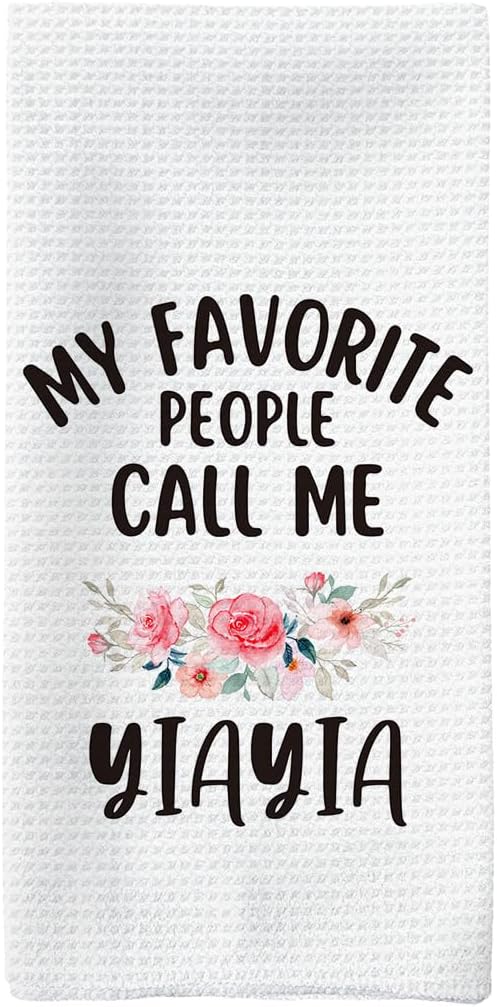 Yiayia Gifts Kitchen Towels, Yiayias Mothers Day Hand Towels, My Favorite Call Me Yiayia Dish Towel Dishcloth Tea Towel for Kitchen, Grandma Gifts Kitchens Bathroom Decor,16x24in