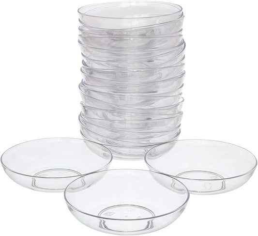 Royal Imports 6" Clear Plastic Saucer Plant Drip Tray, Low Pie Plate, Floral Flower Dish, Wedding, Party, Home and Holiday Decor, 24 Pack