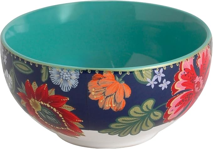 222 Fifth 12-Piece Porcelain Dinnerware Set for 4, White & Parisian Blue Plates and Bowls Set with Gold Rim, Glossy Ceramic Dish Set with Detailed Floral Design, Microwave & Dishwasher Safe, Chintz