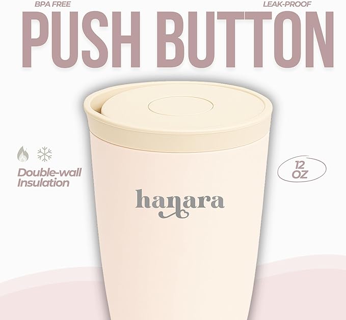 12 oz Push Button Lid Stainless Steel Travel Mug | Double Wall Insulated, Leak-Proof | Keeps Drinks Hot for 6hrs & Cold for 12hrs | Dishwasher Safe | Perfect for Coffee, Tea & More (Rose Quartz Pink)