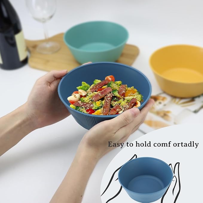 PYRMONT 36 OZ Wheat Straw Bowls Set of 8 Large Cereal Bowls Reusable Soup Bowls Microwave & Dishwasher Safe Unbreakable Bowls Kitchen for Cereal,Salad, Rice,Noodles - Multi