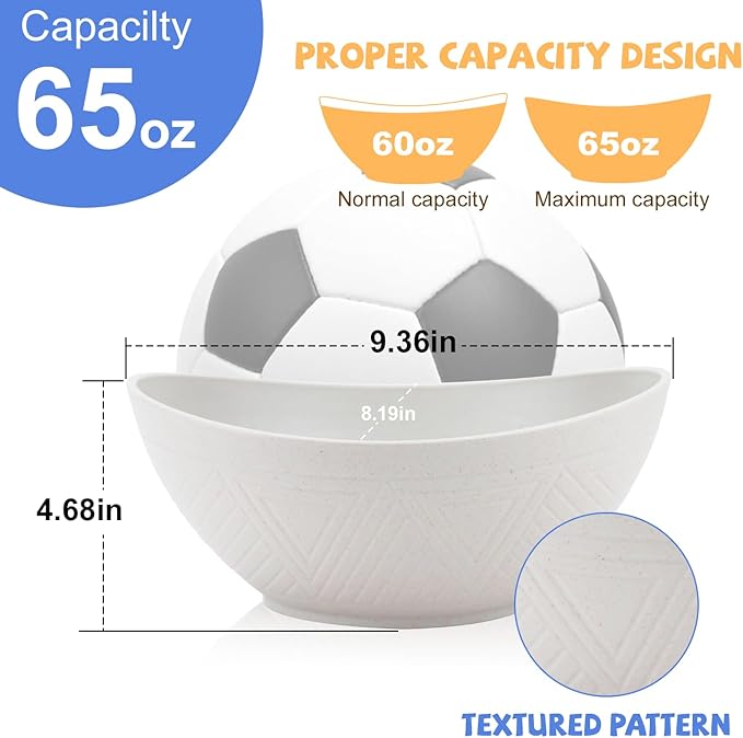 Wrova Wheat Straw Bowls Set of 2 with Textured Pattern,Unbreakable Large Salad Bowls,Plastic Bowls Dishwasher & Microwave,Sturdy and Stackable Kitchen Bowl Sets for Serving,Oatmeal.White