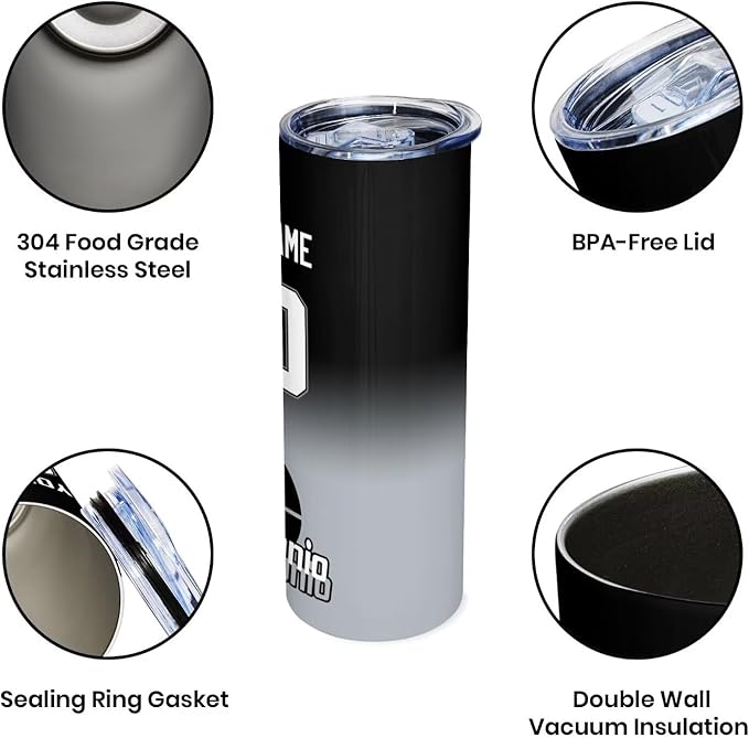 Custom Tumblers Stainless Steel Cup Personalized Basketball Insulation Travel Mug Add Your Name Number 20 oz Fans Gift for Men Women