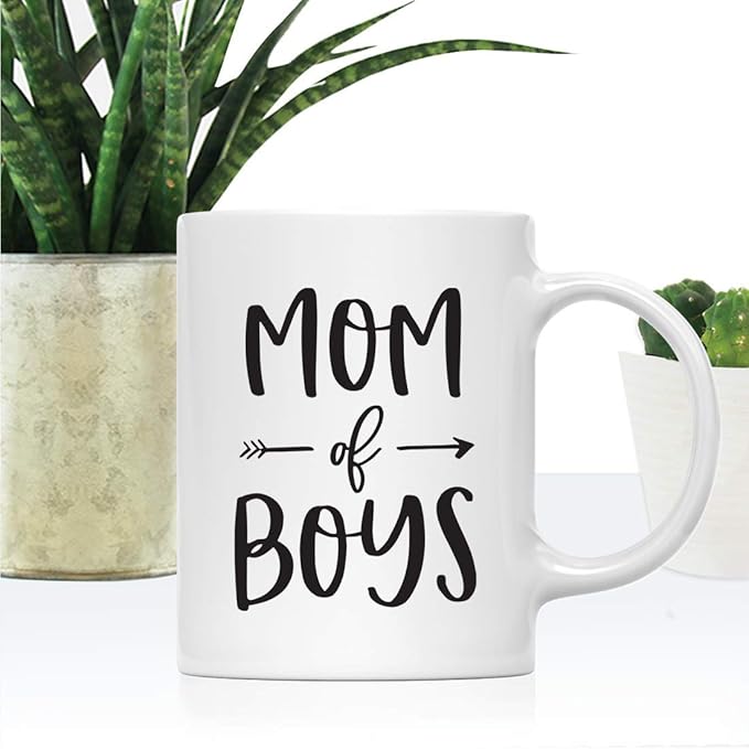Andaz Press Mother's Day 11oz. Ceramic Coffee Tea Mug Gift for Mom, Mom of Boys, 1-Pack, Birthday Christmas Gift Ideas