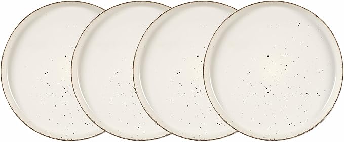 HomeVss, Nordic Shape Rising Rim Stoneware 20pc Dinnerware Set, Matte White with Speckle Finished Effect