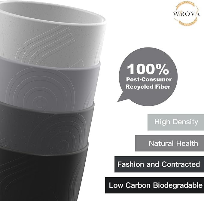 Wrova Wheat Straw Cups 8 PCS Good Alternative to Plastic Cups 12 oz Unbreakable Drinking Cup Reusable Dishwasher Safe Water Plastic Glasses Kids Tumbler with 4 Colors