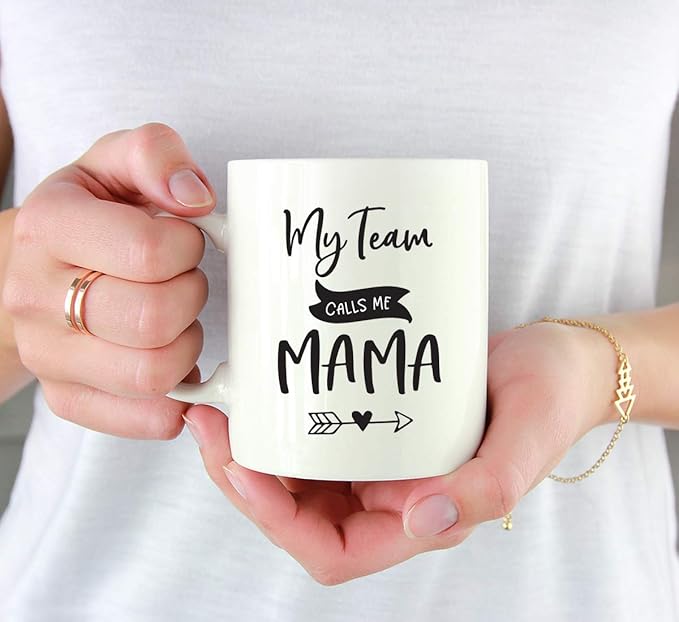 Andaz Press Mother's Day 11oz. Ceramic Coffee Tea Mug Gift for Mom, My Team Calls Me Mama, 1-Pack