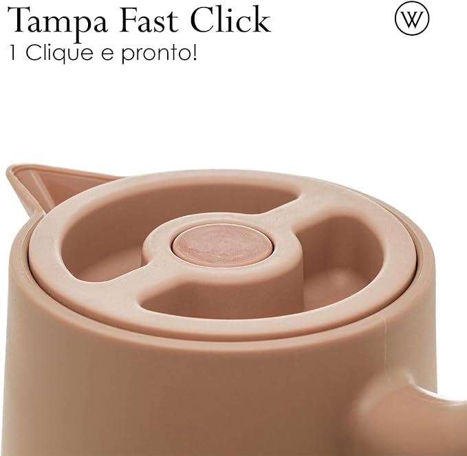 WOLFF - Thermal Coffee Carafe – 34oz/1L Insulated Food-Safe Plastic Exterior and Glass Liner, Wood-Style Handle – Keeps Drinks Hot or Cold for Hours, Coffee and Tea Dispenser - Nude Pink, 34floz/1L