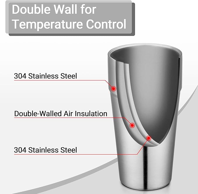 Beasea Stainless Steel Cups 19 oz, 8 Pack Large 18.6oz 550ml Stackable Stainless Steel Tumbler Double Wall Insulated Individual Metal Pint Glasses Tin Drinking Cups for Home Party Camping