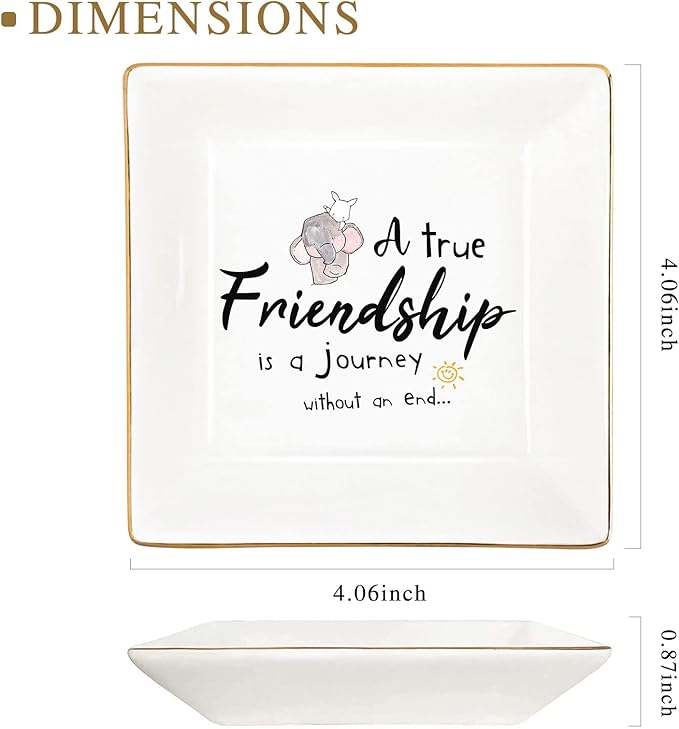 Valentines Friendship Gifts for Women Mothers Day Gifts for Friends Female Best Friend for Women Jewelry Dish Ring Birthday Happy Personalized Gifts Christmas