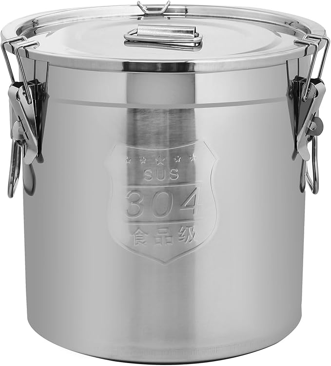 21L/5.5 Gal 304 Stainless Steel Containers with Lids 710 Oz Stainless Steel Airtight Containers with Lids and Lock Hole 304 Airtight Container for Kitchen 304 Stainless Bucket containers