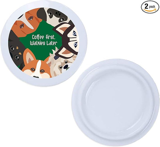 2Pcs Reusable Mug Lids for Ceramic Mugs,11oz White Ceramic Cup Lid, Drink Cover for Outdoors,Fits Mug with Outside Diameter 3.25 Inch,Best for Hot & Cold Beverage,With Custom Options (CUSTOM)