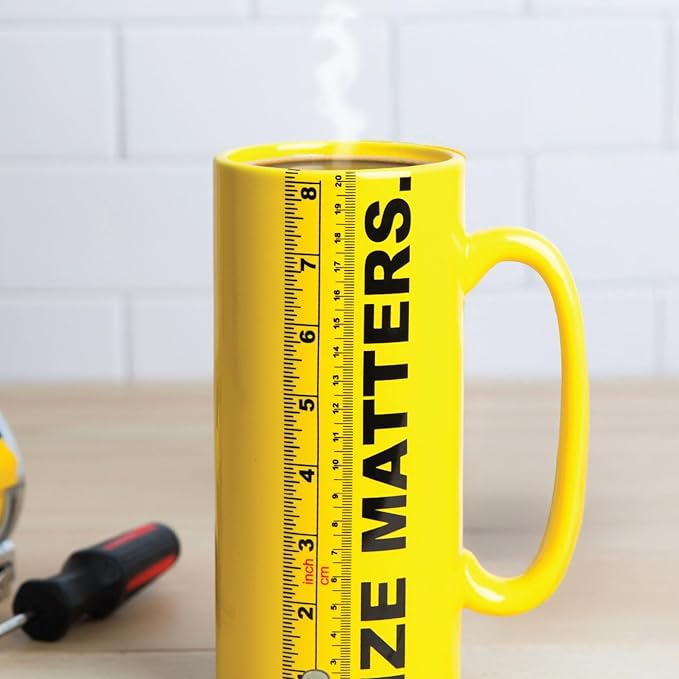 BigMouth Inc Ruler Coffee Mug, Funny Ceramic Novelty Cup with Actual Scale 8 inch Ruler, Gag Gift for Adults and Coffee Lovers, 32 ounces