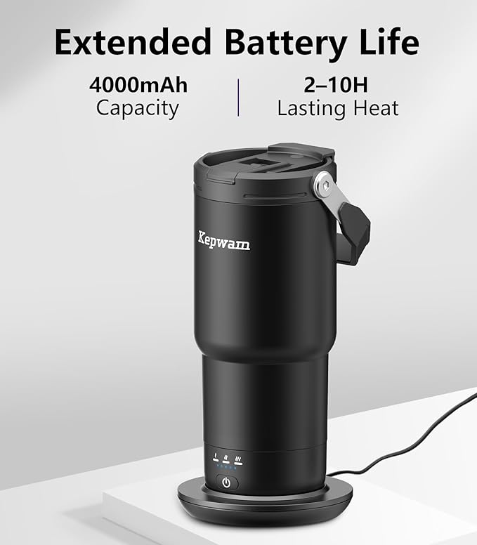 Self-Heating Travel Mug 20oz, Temperature-Controlled Coffee Warmer Mug, Smart Travel Coffee Mug Keep Coffee Drinks Hot, Heated Mug Great for Driver Outdoor Fits Car Cup Holders