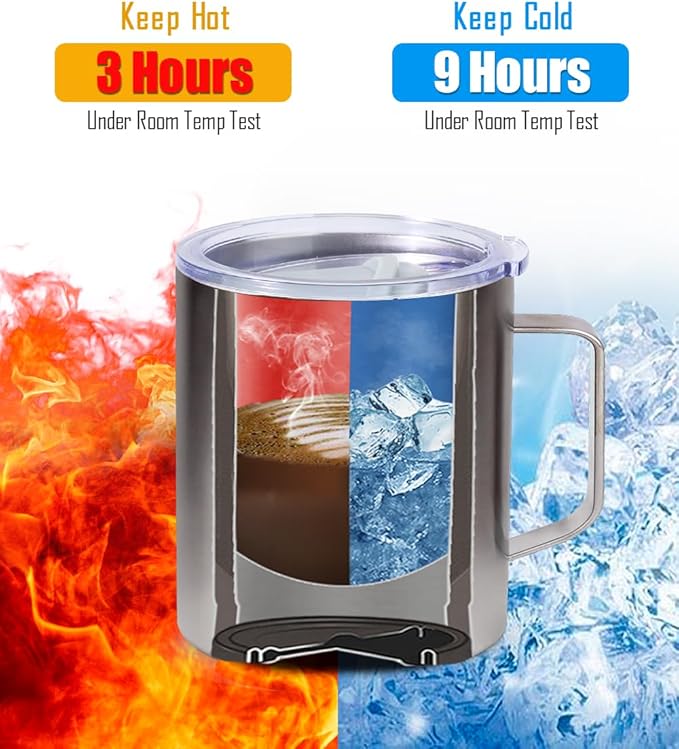 SUNWILL Travel Coffee Mug with Lid, Insulated Tumbler with Handle, 14 oz Stainless Steel Cup for Home, Office, Camping, Powder Coated Orchid