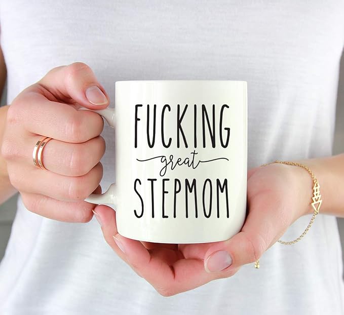 Andaz Press Mother's Day 11oz. Ceramic Coffee Tea Mug Gift for Mom, Fucking Great Stepmom, 1-Pack, Birthday Christmas Gift Ideas