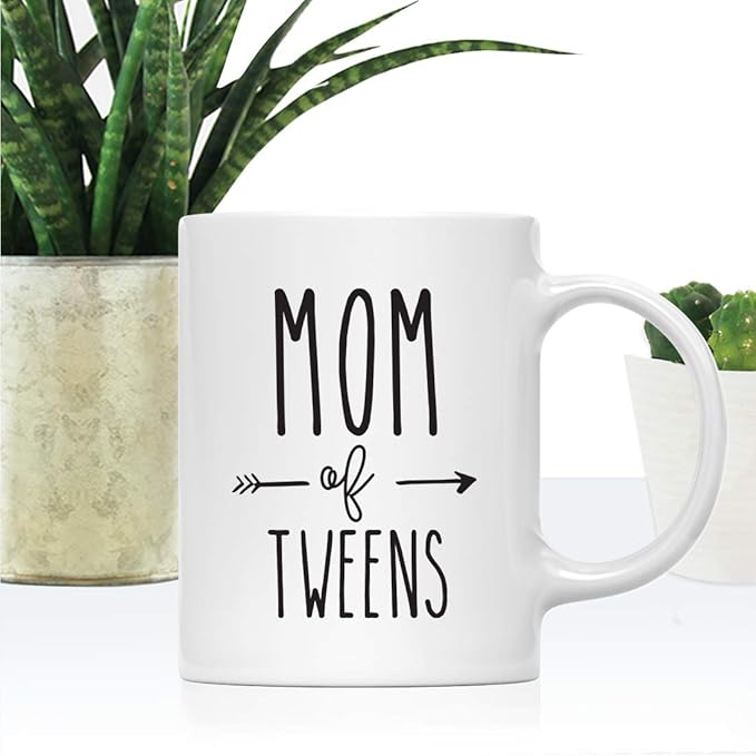 Andaz Press Mother's Day 11oz. Ceramic Coffee Tea Mug Gift for Mom, Mom of Tweens, 1-Pack