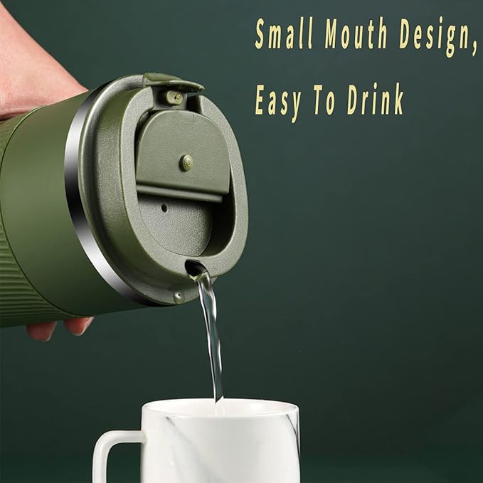 16oz Travel Coffee Mug Spill Proof, Insulated Coffee Mug with Lid, Leakproof Coffee Tumbler,Stainless Steel Vacuum Coffee Cup for Hot/Cold Drinks, Reusable Coffee Cup for Men Women -510ml,Dark Green