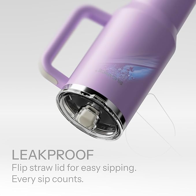 Easy Clean Pro Tumbler - 40 oz Water Bottle with Handle Quick-Disassemble Flip Straw, Leakproof Insulated Stainless Steel, Dishwasher Safe, BPA-Free Gifts for Women & Men