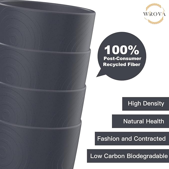 Wheat Straw Cups 8 PCS Good Alternative to Plastic Reusable Cups 12 oz Unbreakable Drinking Cup Reusable Dishwasher Safe Water Plastic Glasses Deep Grey