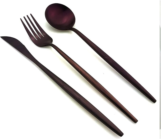 20-Pieces Luxury Purple 18/10 Stainless Steel Flatware Set, Matte Finish, Service for 4