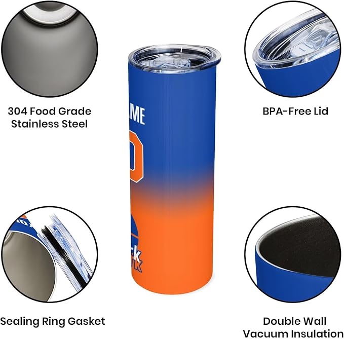 Custom Tumblers Stainless Steel Cup Personalized Basketball Insulation Travel Mug Add Your Name Number 20 oz Fans Gift for Men Women