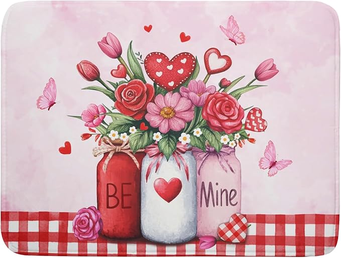 Rose Vase Dish Drying Mat 18x24 inch Romantic Floral Washable Absorbent Dish Dry Pad Fast Dry Drainer Rack Mats Kitchen Counter Accessories