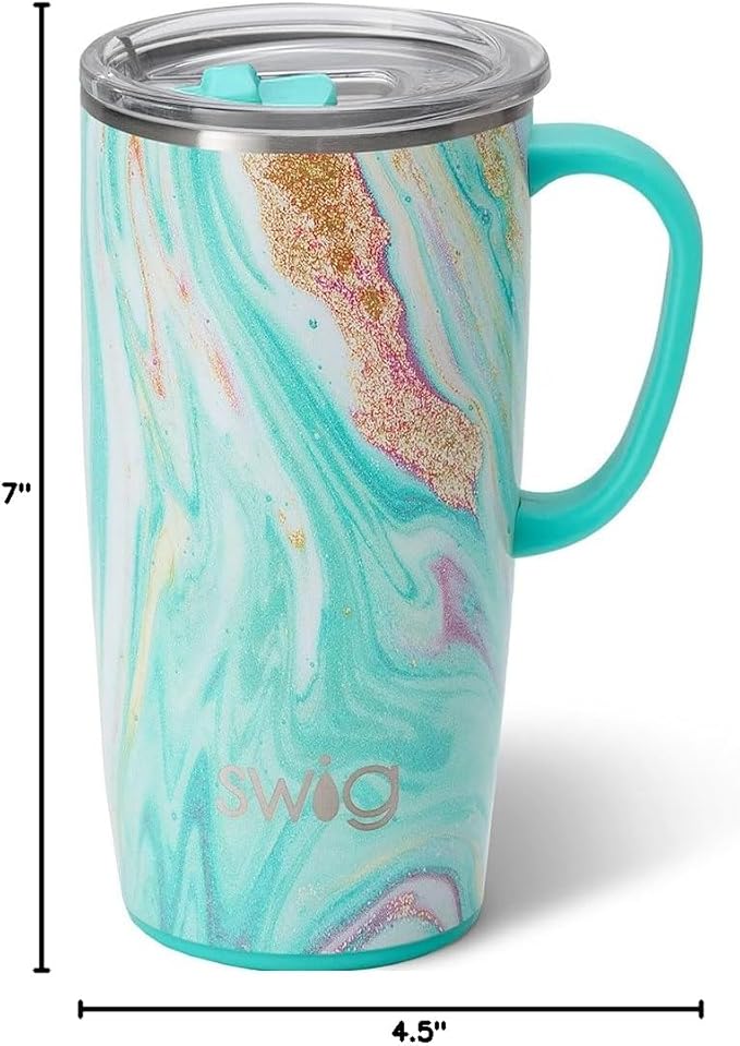 Swig Life 22oz Travel Mug, Insulated Tumbler with Handle and Lid, Cup Holder Friendly, Dishwasher Safe, Stainless Steel, Travel Coffee Cup, Insulated Mug with Lid (Wanderlust)