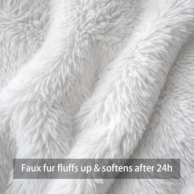 4TH Emotion Fall Pumpkins Decorative Pillow Covers 20x20 Set of 2, White Soft Plush Faux Fur Wool Farmhouse Throw Cushion Cases for Autumn Thanksgiving Holiday Home Decorations