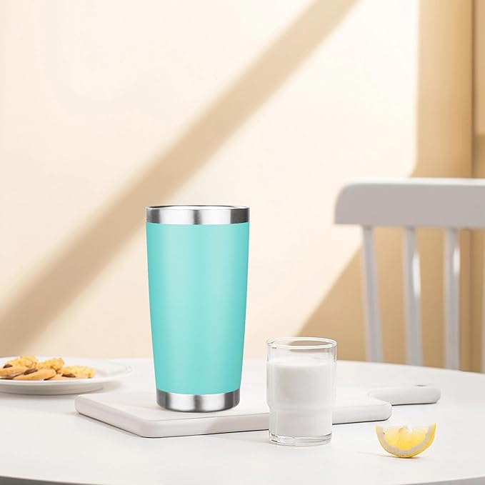 20oz Tumbler with Lid Stainless Steel Insulated Tumblers Travel Coffee Tumbler Bulk Double Wall Vacuum Insulated Water Cup Christmas Gifts for Women Men Her Him Home Office (Teal, 1pack)