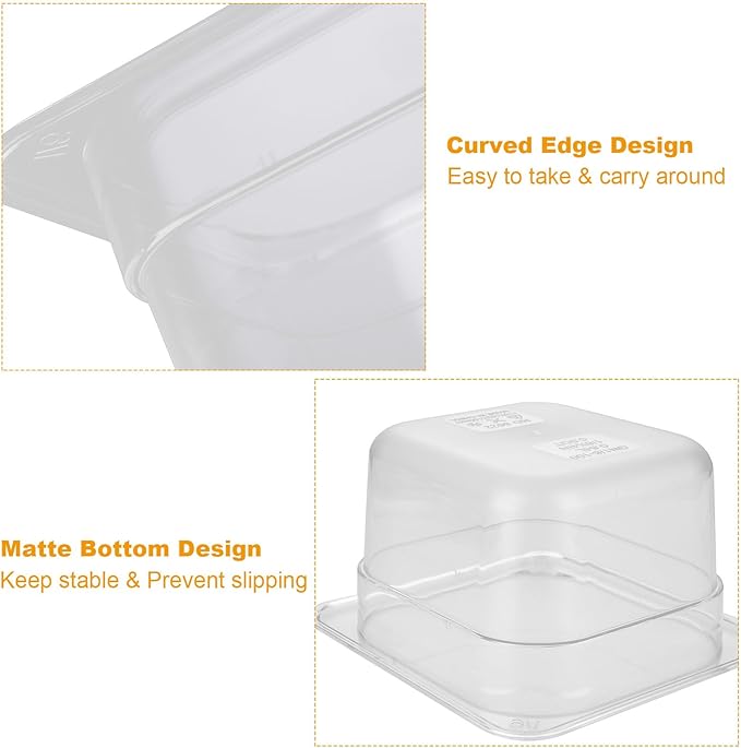 10 Pack 1/6 Size Plastic Clear Food Pan, 4 Inch Deep Polycarbonate Pan, Stackable Restaurant Commercial Hotel Pans for Fruit Vegetable Corns - 1.58 Quart Capacity