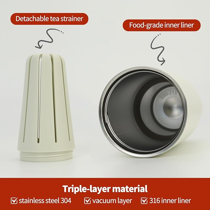 Water Bottle 24 Oz/Stainless Steel Tumbler with Straw - Vacuum Insulated Water Bottle 24 Oz for Home, Office or Car Reusable Cup With straw，Cold for 12 Hrs or Iced for 24 Hrs(White)