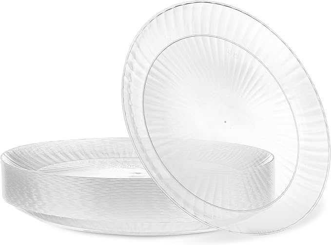 PLASTICPRO 30 Pack Crystal Like Clear Disposable 9 inch Plastic Plates Dinner Dishes Plates for Special Occasions Parties