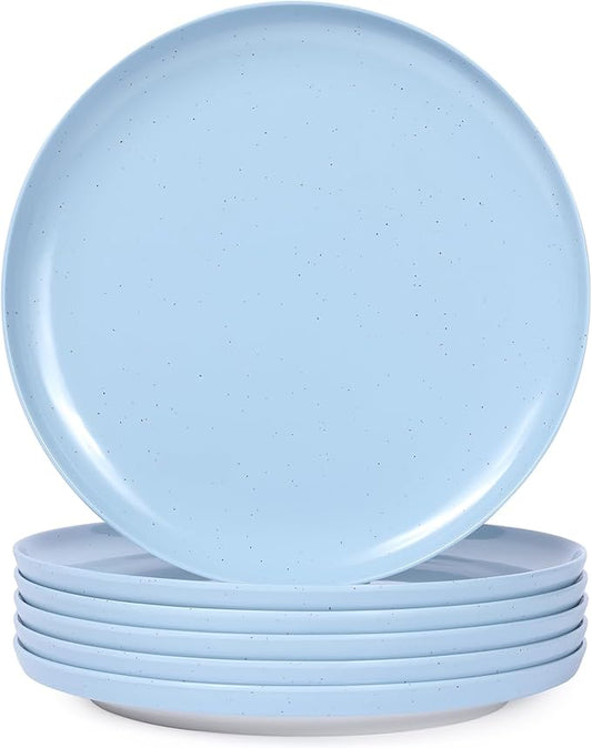 Webbylee 10.25" Melamine Dinner Plates Set of 6 - Durable Serving Dishes Perfect for Kitchen Outdoor Use, Dishwasher Safe,Scratch Resistant-Blue & Beige