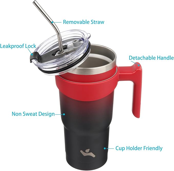 20 oz Tumbler with Handle and 2 Straw 2 Lid, Insulated Water Bottle Stainless Steel Vacuum Cup Reusable Travel Mug,Mystic Moon