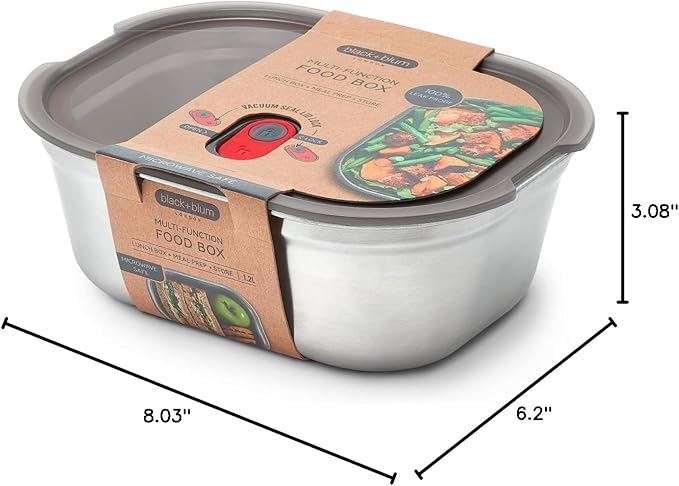 BLACK + BLUM Microwavable Stainless Steel Lunch Box | Multi-Function, Vacuum Sealed Container for Healthy Food | Portable and Stackable Food Storage for Office and Outdoor | 40 oz / 1200 ml