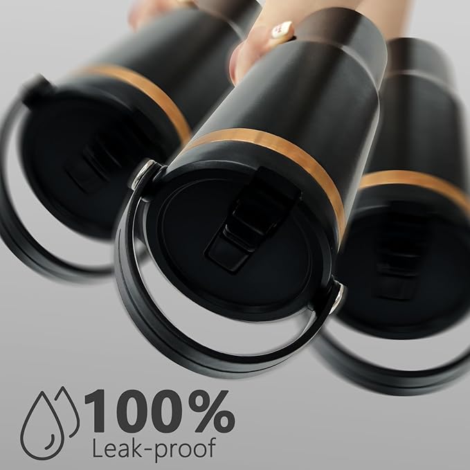 30 oz Tumbler Bulk with Handle and Straw, Vacuum Insulated Tumblers with Flip Straw and Top Handle, Leakproof Powder Coated Tumbler, Stainless Steel Travel Mug for Coffee Water (Black, 8 Pack)