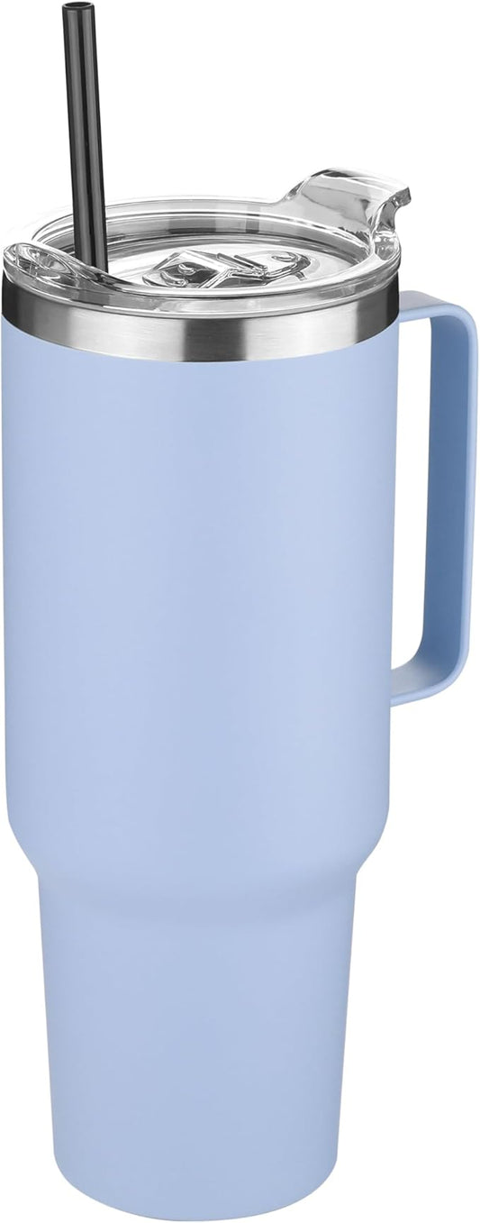 HASLE OUTFITTERS 40 oz Stainless Steel Tumbler with Handle, Vacuum Insulated Tumblers Bulk, Reusable Double Wall Travel Coffee Mug, Durable Powder Coated Water Bottle(Blue, 1)