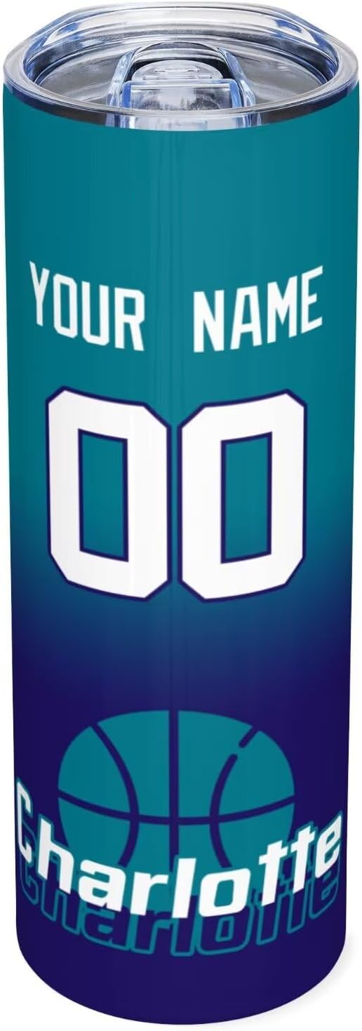 Custom Tumblers Stainless Steel Cup Personalized Basketball Insulation Travel Mug Add Your Name Number 20 oz Fans Gift for Men Women