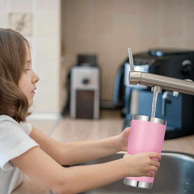 VEGOND 20oz Tumbler Stainless Steel Tumbler Cup with Lid And Straw Vacuum Insulated Double Wall Travel Coffee Mug(Pink 1 Pack)