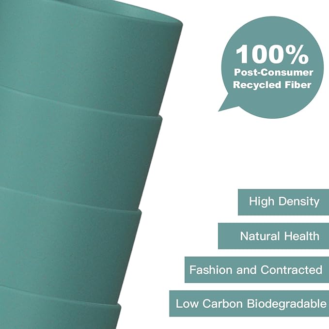 Wheat Straw Cups - 8 PCS Reusable Unbreakable Drinking Glasses, 20 OZ, Dishwasher & Microwave Safe, Green