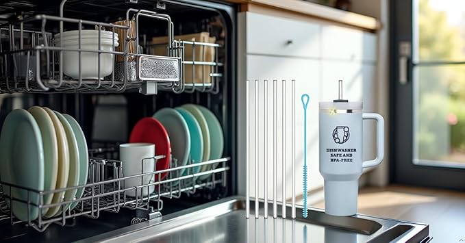 Replacement Straw for Stanley Tumbler 40 oz, 12 inch Tritan Extra Long Straws for Stanley Cup, 6 Pack Reusable BPA-free Straws w/1 Silicone Cleaning Brush, Dishwasher Safe Drinking Accessories, Clear