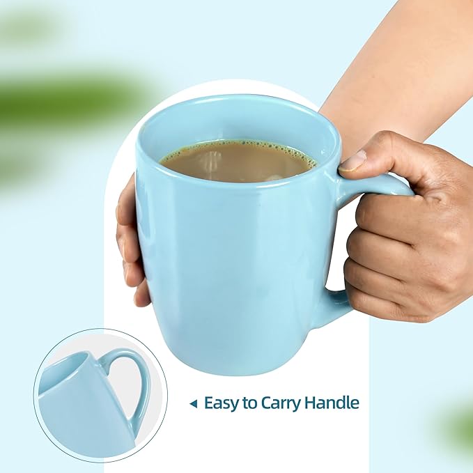 27OZ Extra Large Ceramic Coffee Mug, Jumbo Coffee Mugs, Big Tea Cups with a Large Handle for Office and Home set of 2 (Light blue)