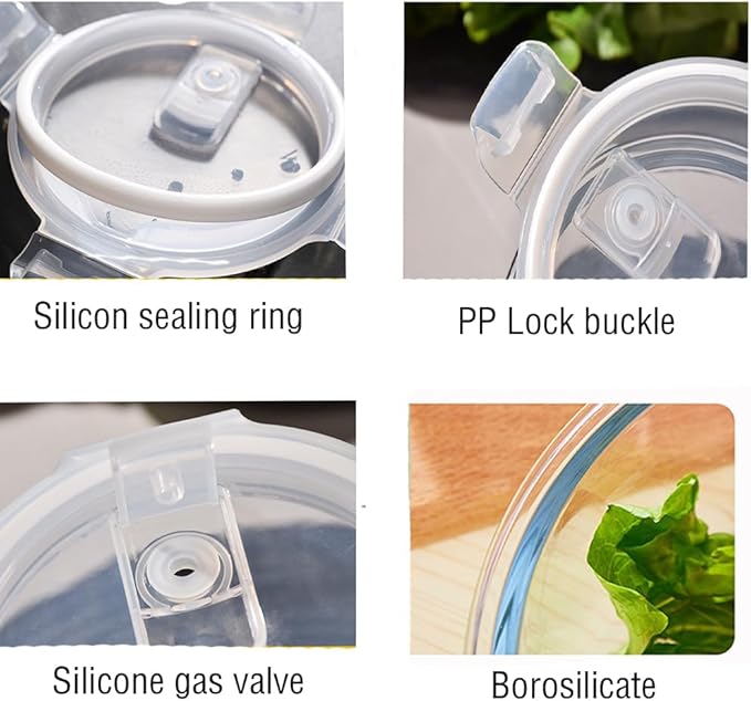 24 Oz Round Glass Soup Storage Container with lids, 3 Cup Glass Food Container with Airtight Lids, Leakproof Round Food Bowls for soup, leftovers, freezer/Oven/Dishwasher Safe - (2 Pack)