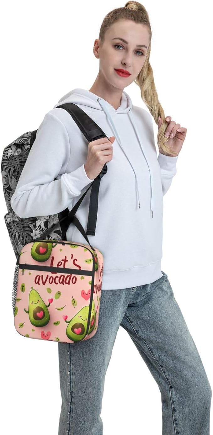 Avocado Insulated Lunch Bag for Women Men Avocado Lunch Bag for Work,Picnic,Travel,Hiking,Beach or Fishing Polyester Avocado Lunch Box