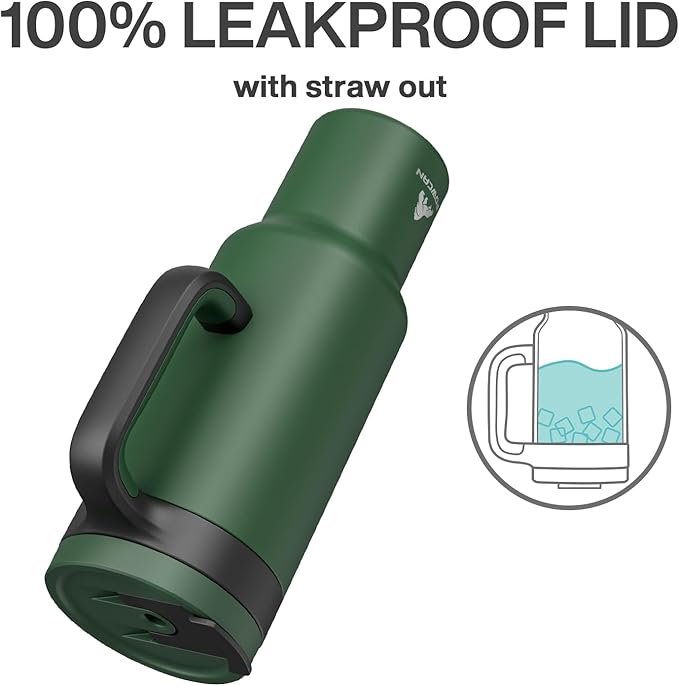 50 oz Tumbler with Handle, 2-in-1 Straw and Sip Lid, Leakproof, Dishwasher Safe, Insulated Stainless Steel Travel Coffee Mug, Keeps Cold for 34 Hours, Fits in Car Cup Holder (Forest)