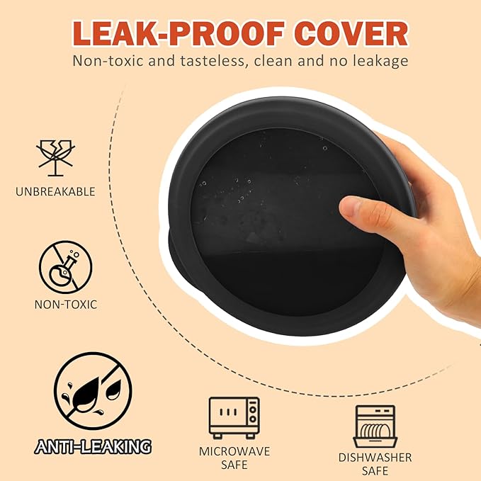 Wrova 40oz wheat straw bowls set of 4,unbreakable ramen bowl set with cover,alternative plastic bowls with cover for kitchen,party,camping and picnic. Black